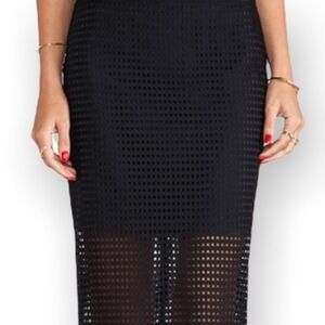 TRINA TURK | Black Laser Cut Mesh Pencil Skirt Mini Lining Women’s Size 4